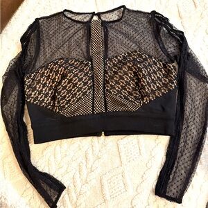 Self-Portrait Black Lace Crop Top